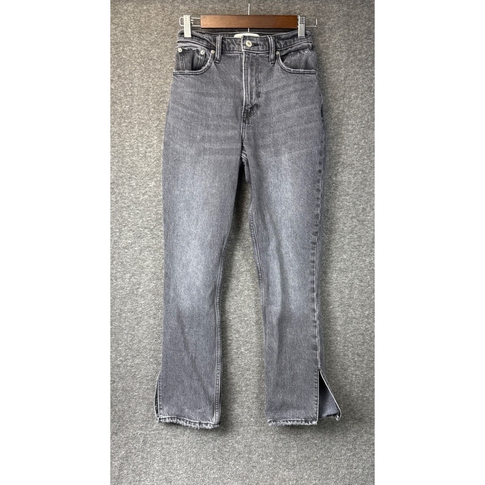 Abercrombie & Fitch 90s Straight Jeans Womens Size 24 00S Gray Split Hem Preppy